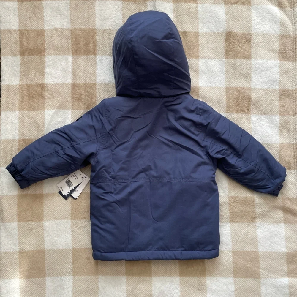 NWT OshKosh B'gosh Toddler 2T Navy Puffer Jacket with Sherpa-Lined Hood
